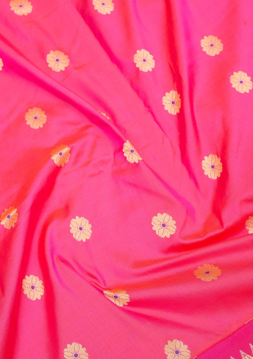 Rani Pink Zariwork Pure Silk Saree-Koskii