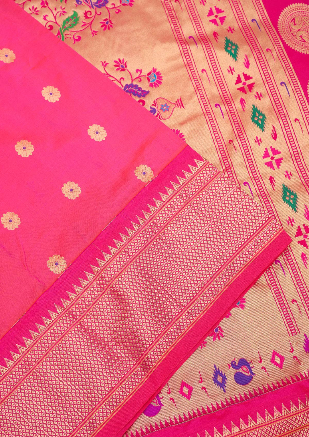 Rani Pink Zariwork Pure Silk Saree-Koskii