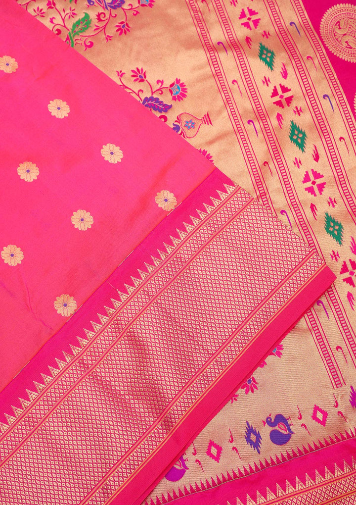 Rani Pink Zariwork Pure Silk Saree-Koskii