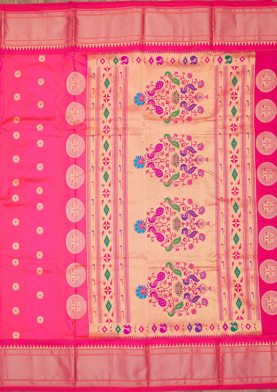 Rani Pink Zariwork Pure Silk Saree-Koskii