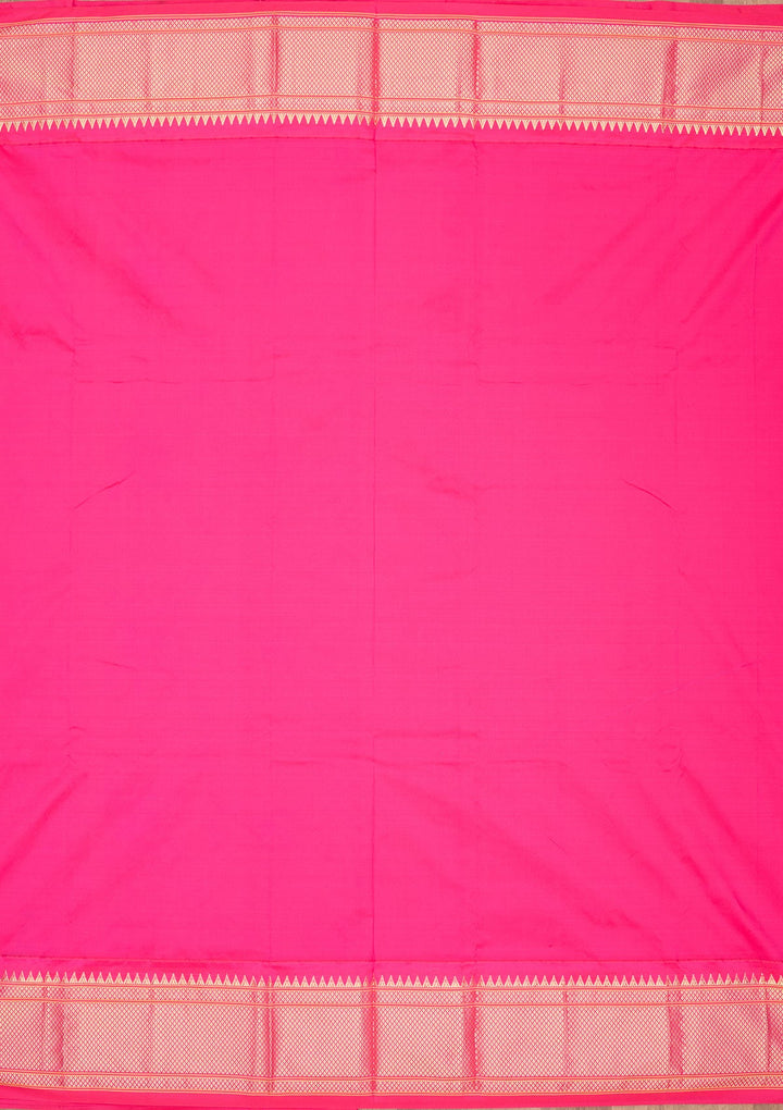 Rani Pink Zariwork Pure Silk Saree-Koskii