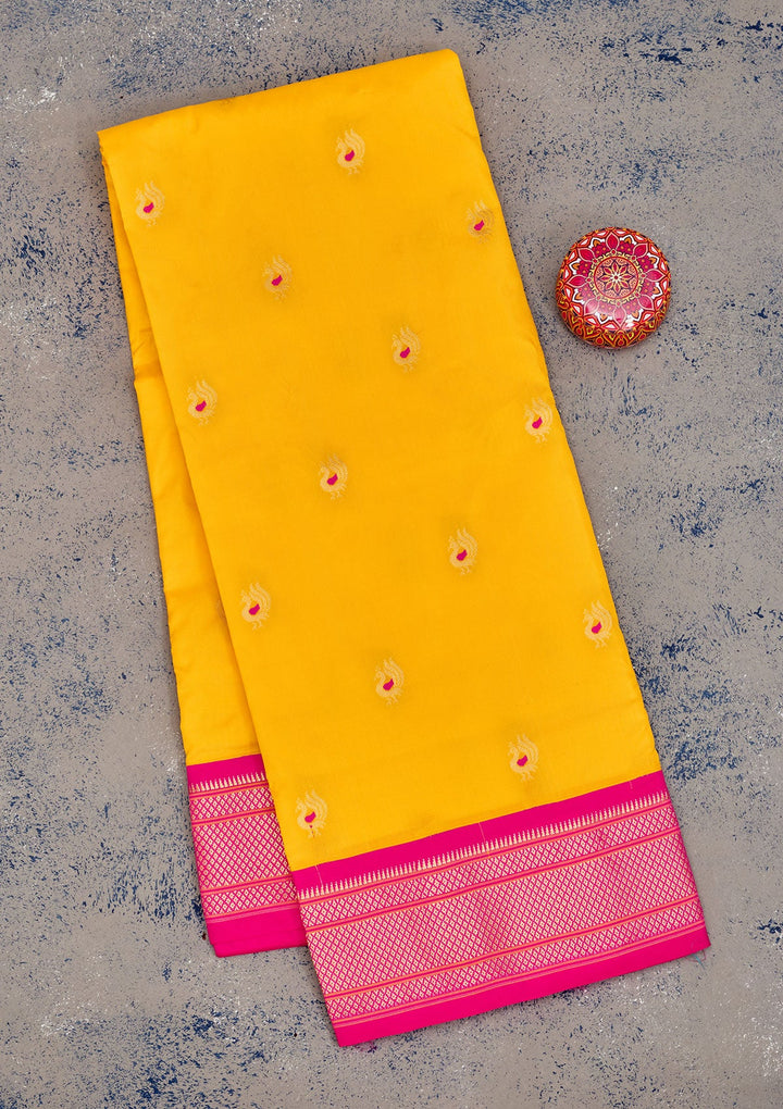 Yellow Zariwork Pure Silk Saree-Koskii