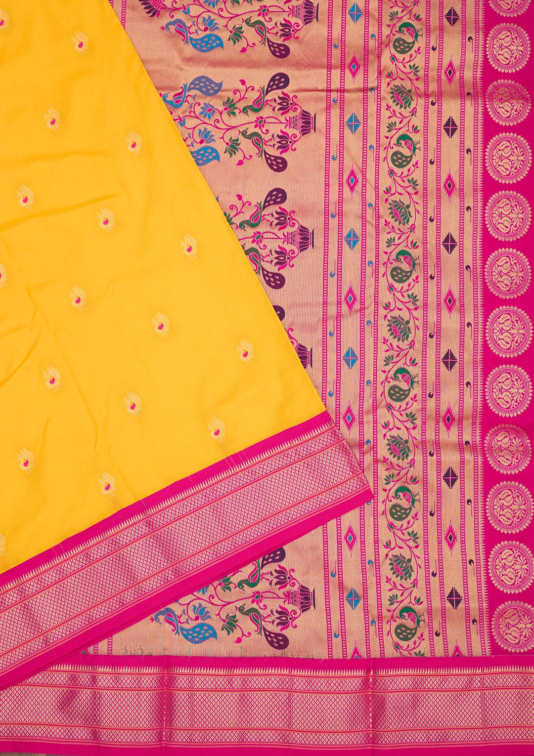Yellow Zariwork Pure Silk Saree-Koskii