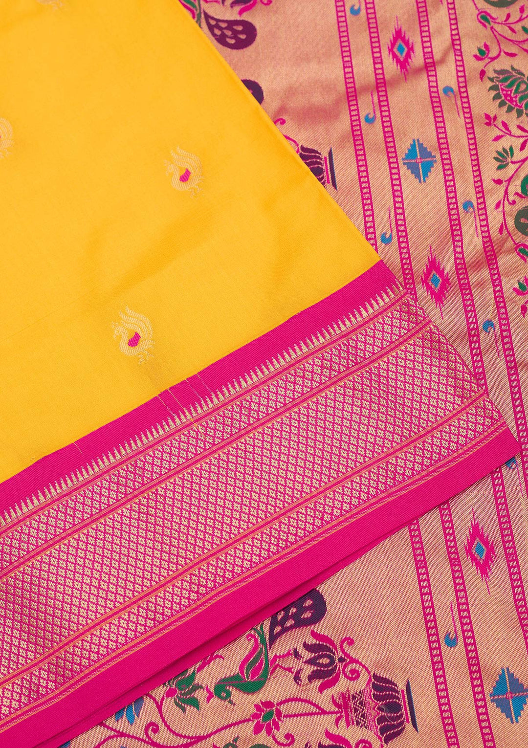 Yellow Zariwork Pure Silk Saree-Koskii