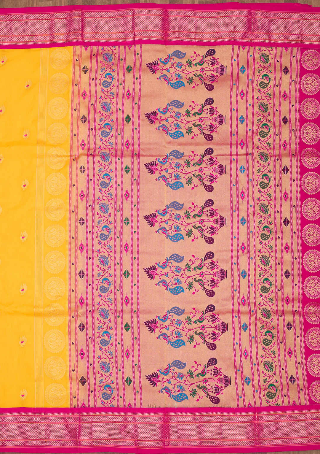 Yellow Zariwork Pure Silk Saree-Koskii