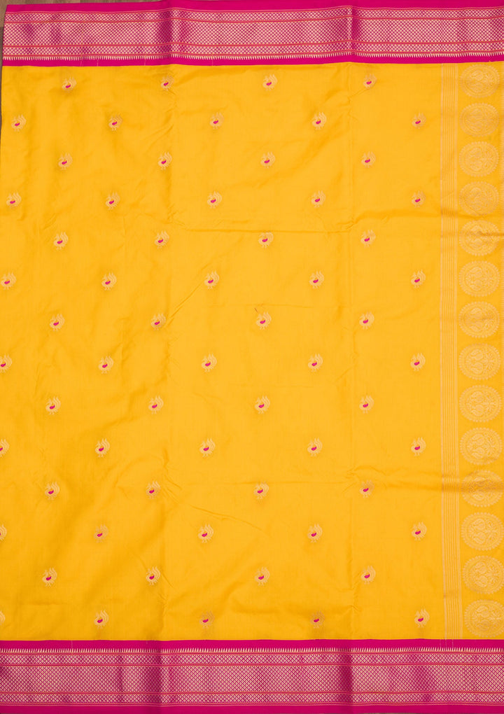 Yellow Zariwork Pure Silk Saree-Koskii
