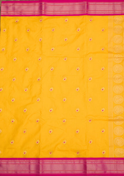 Yellow Zariwork Pure Silk Saree-Koskii