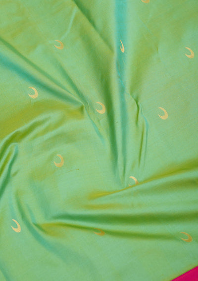 Peacock Green Zariwork Pure Silk Saree-Koskii
