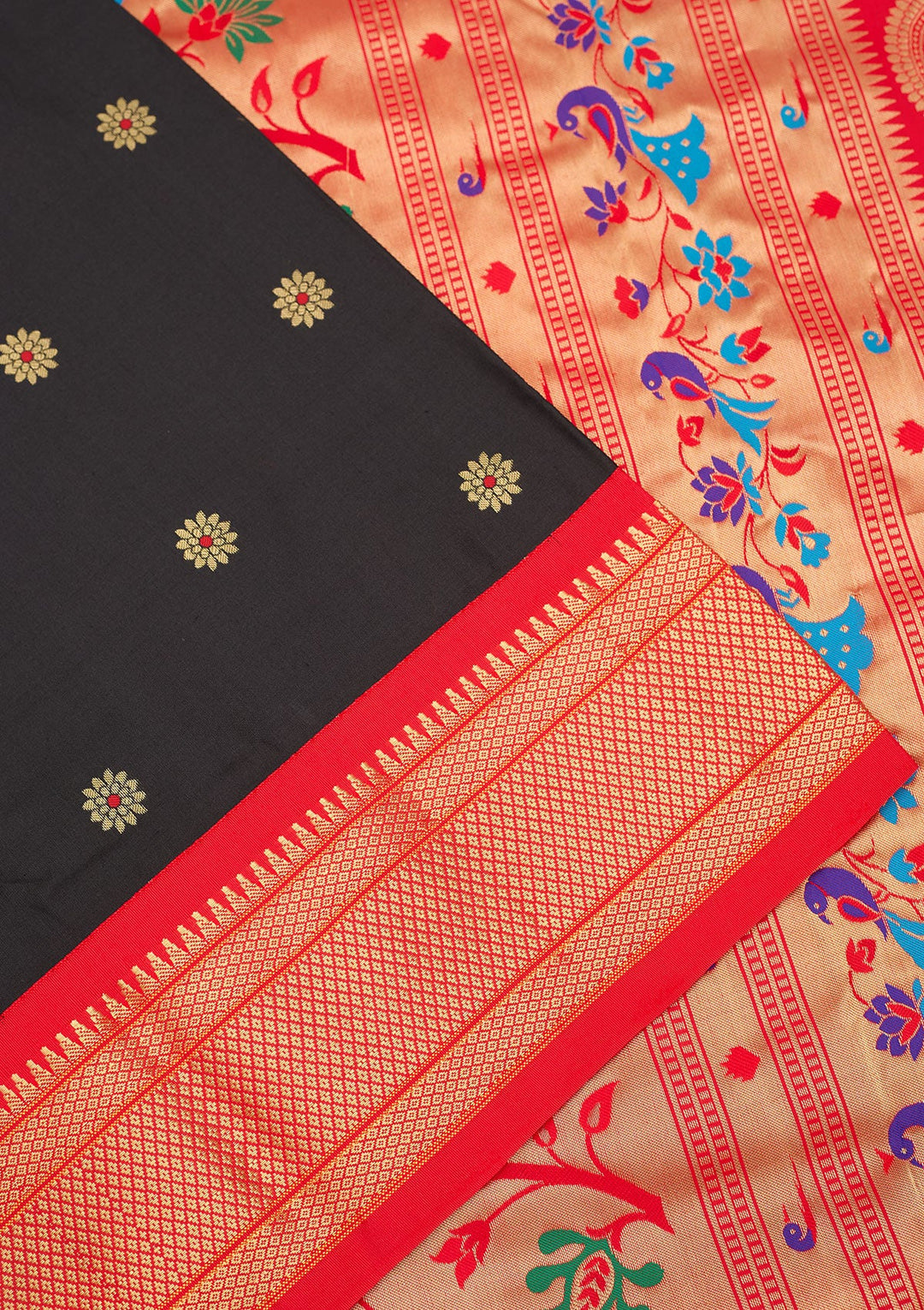 Black Zariwork Pure Silk Saree-Koskii