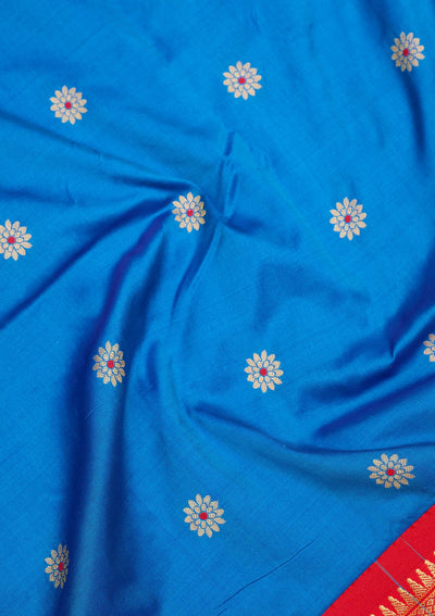 Blue Zariwork Pure Silk Saree-Koskii