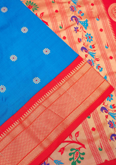 Blue Zariwork Pure Silk Saree-Koskii