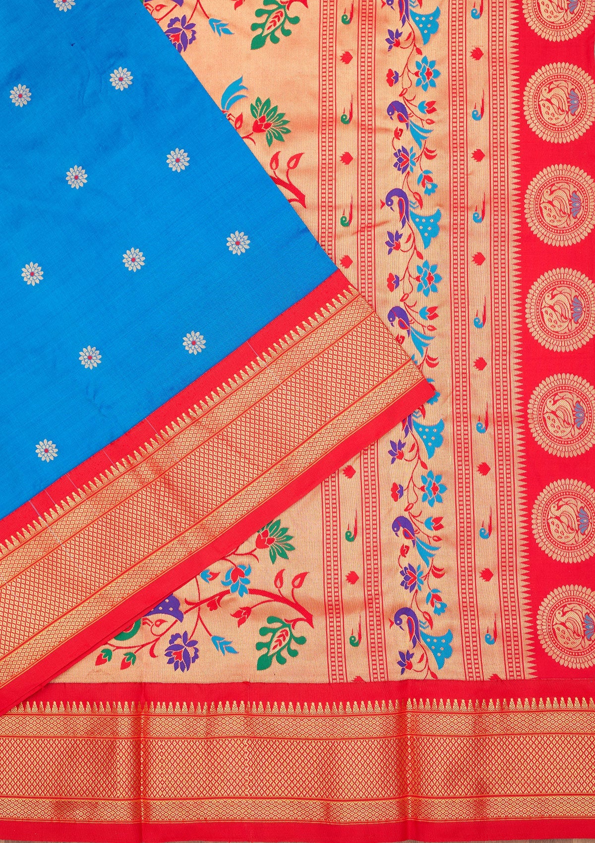 Blue Zariwork Pure Silk Saree-Koskii