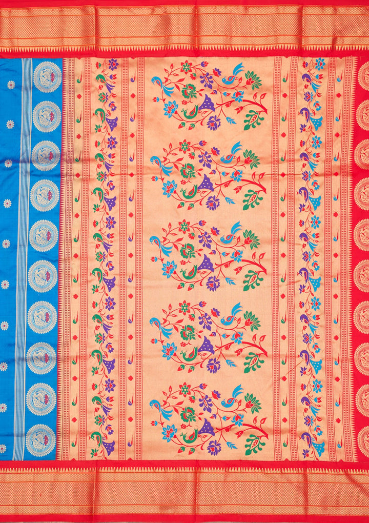 Blue Zariwork Pure Silk Saree-Koskii