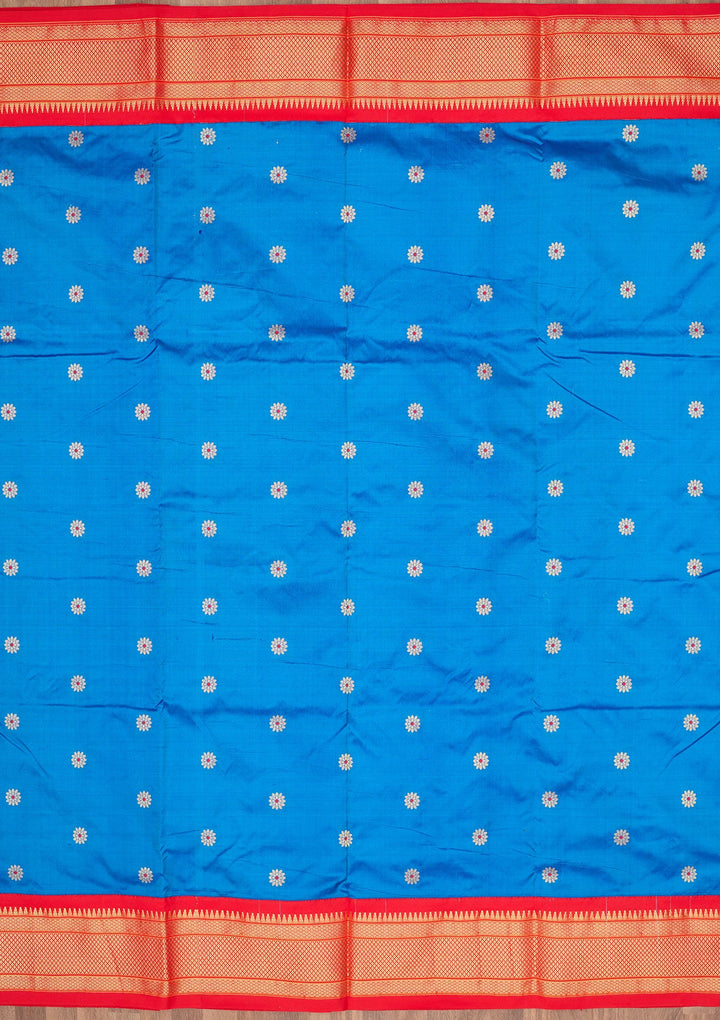 Blue Zariwork Pure Silk Saree-Koskii
