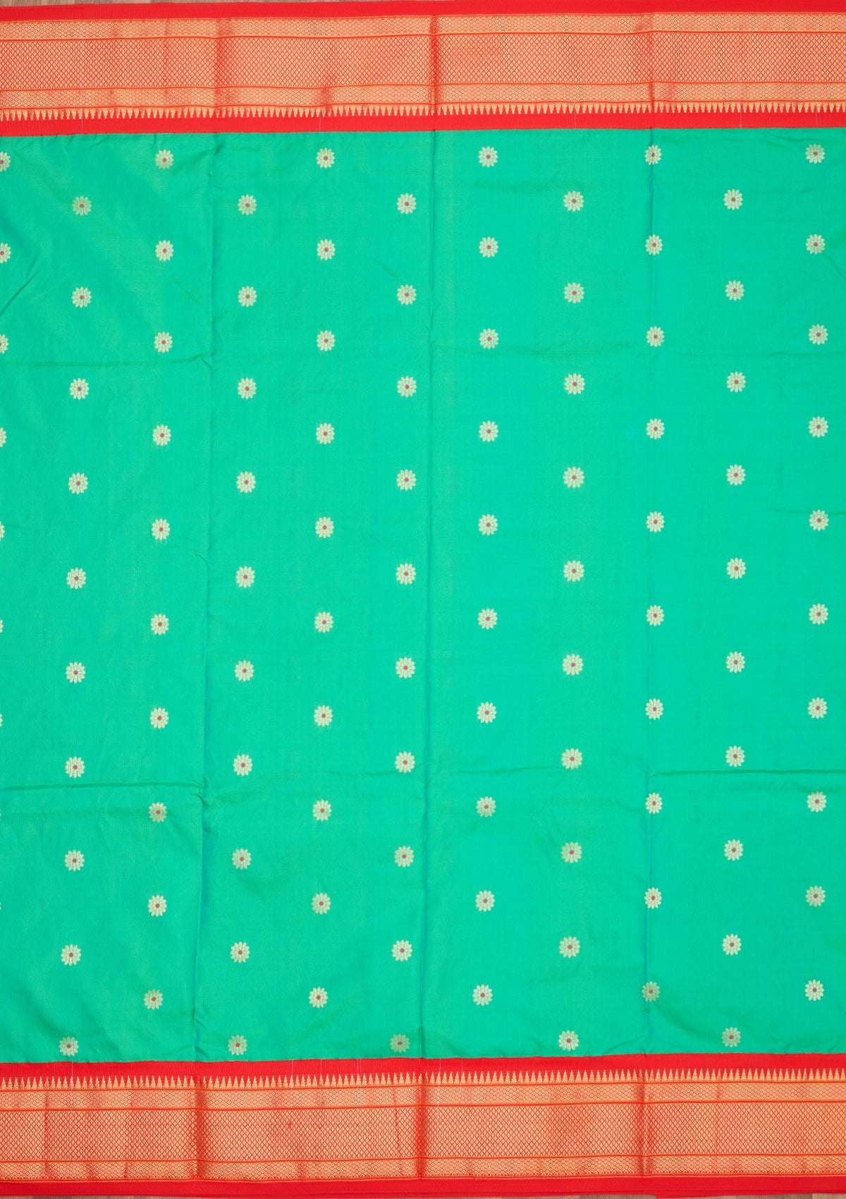 Peacock Green Zariwork Pure Silk Saree-Koskii