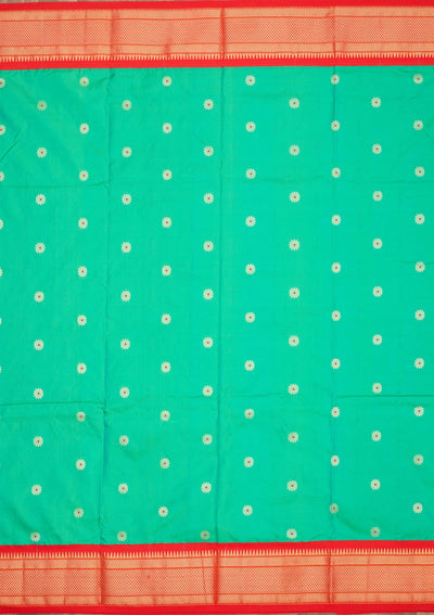Peacock Green Zariwork Pure Silk Saree-Koskii