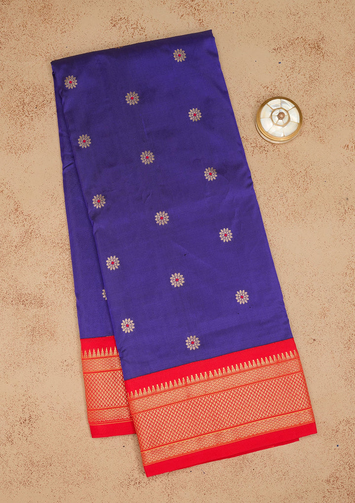 Royal Blue Zariwork Pure Silk Saree-Koskii