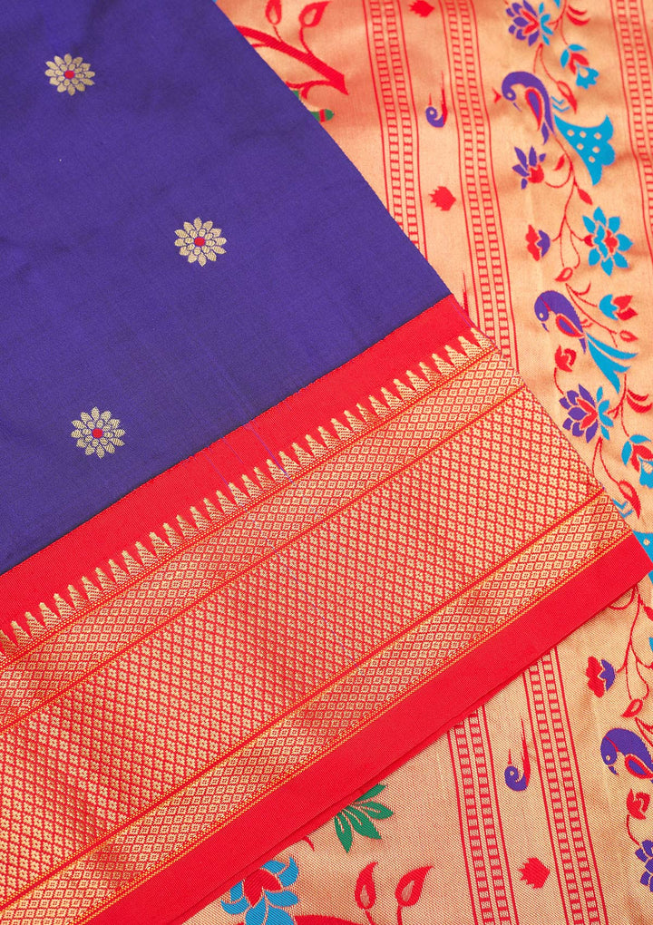 Royal Blue Zariwork Pure Silk Saree-Koskii