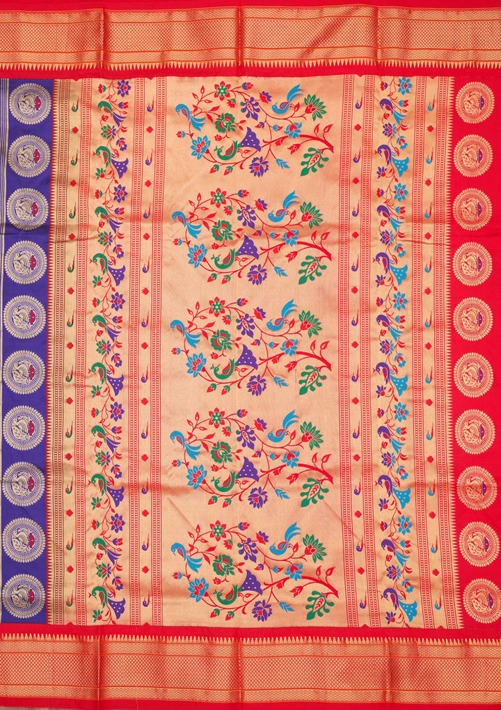 Royal Blue Zariwork Pure Silk Saree-Koskii