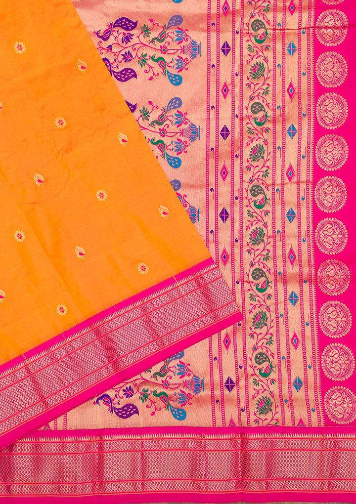 Mustard Zariwork Pure Silk Saree-Koskii