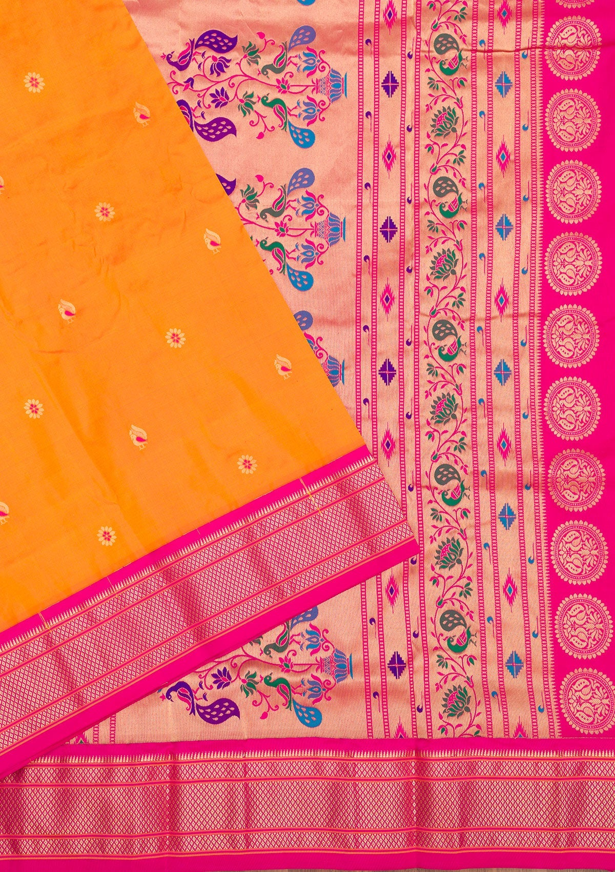 Mustard Zariwork Pure Silk Saree-Koskii