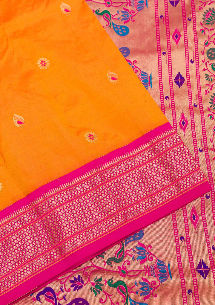 Mustard Zariwork Pure Silk Saree-Koskii