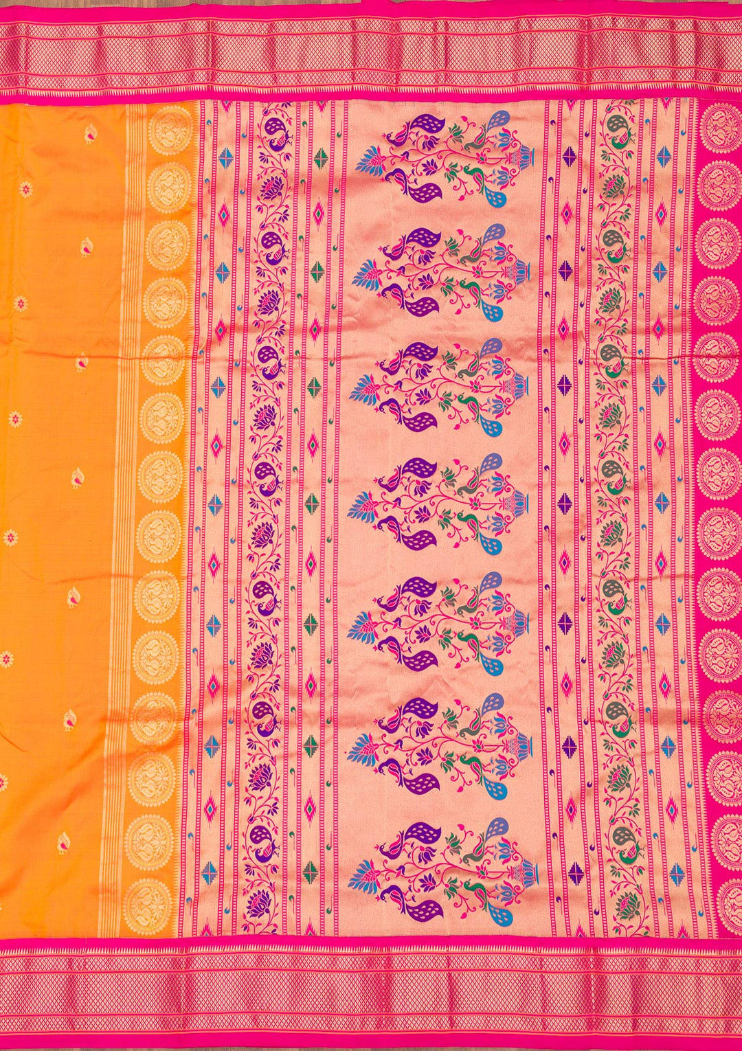 Mustard Zariwork Pure Silk Saree-Koskii