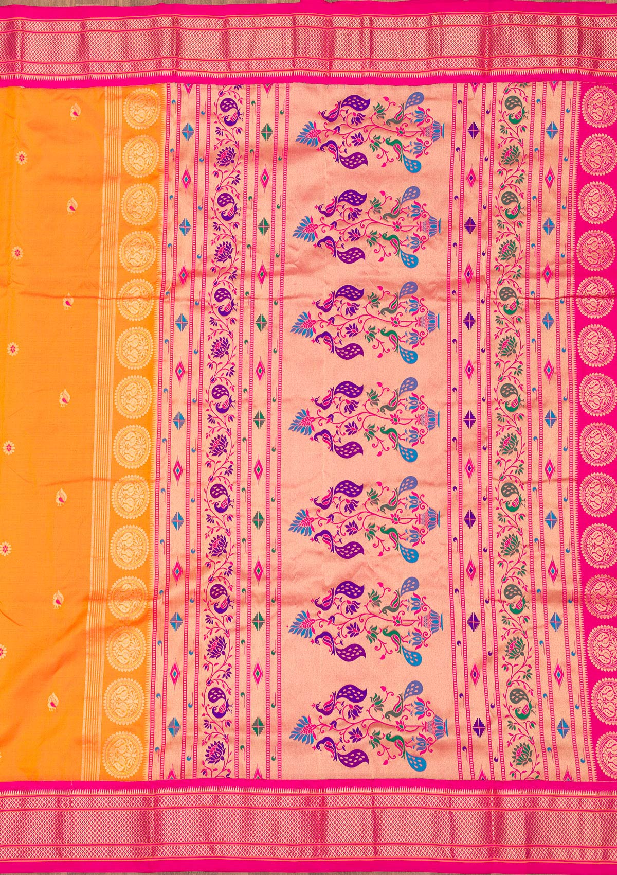 Mustard Zariwork Pure Silk Saree-Koskii