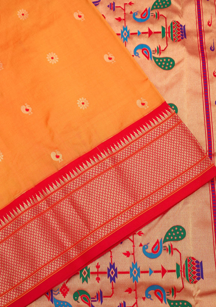 Mustard Zariwork Pure Silk Saree-Koskii