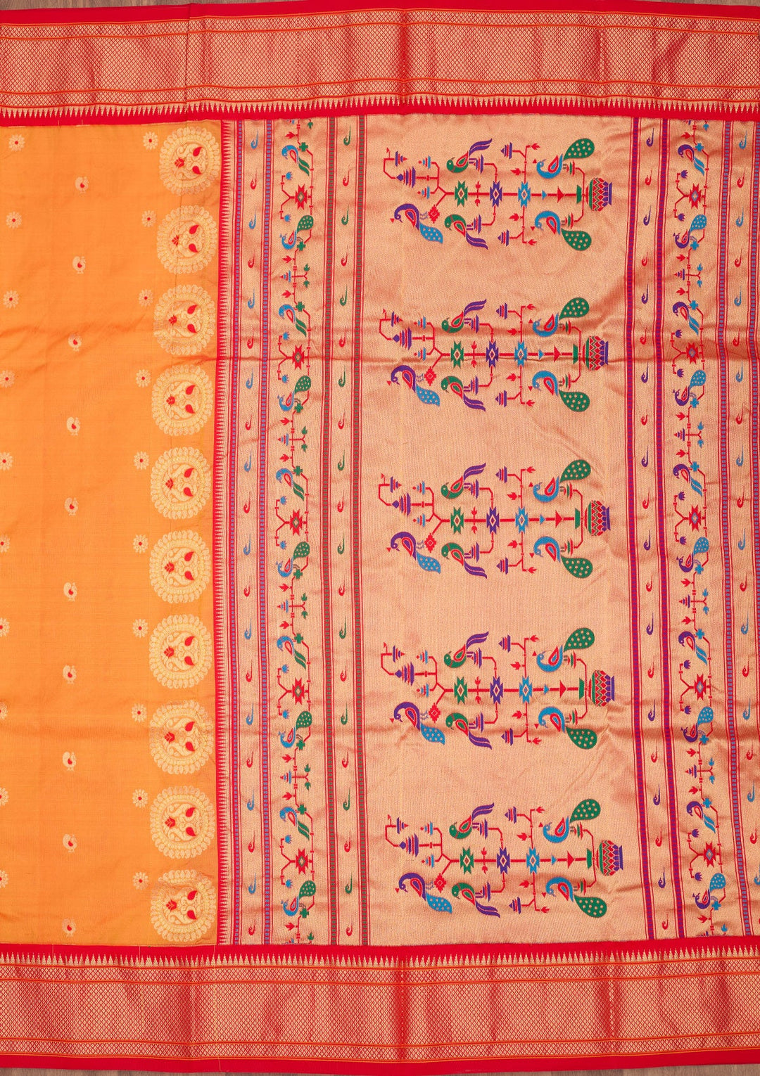 Mustard Zariwork Pure Silk Saree-Koskii