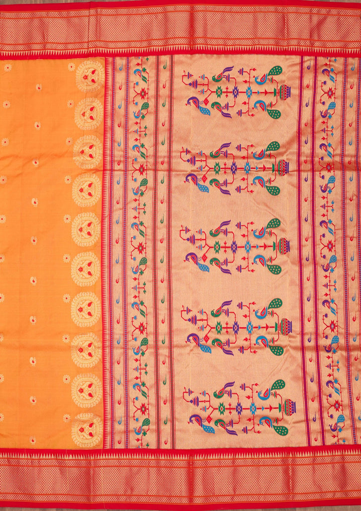 Mustard Zariwork Pure Silk Saree-Koskii