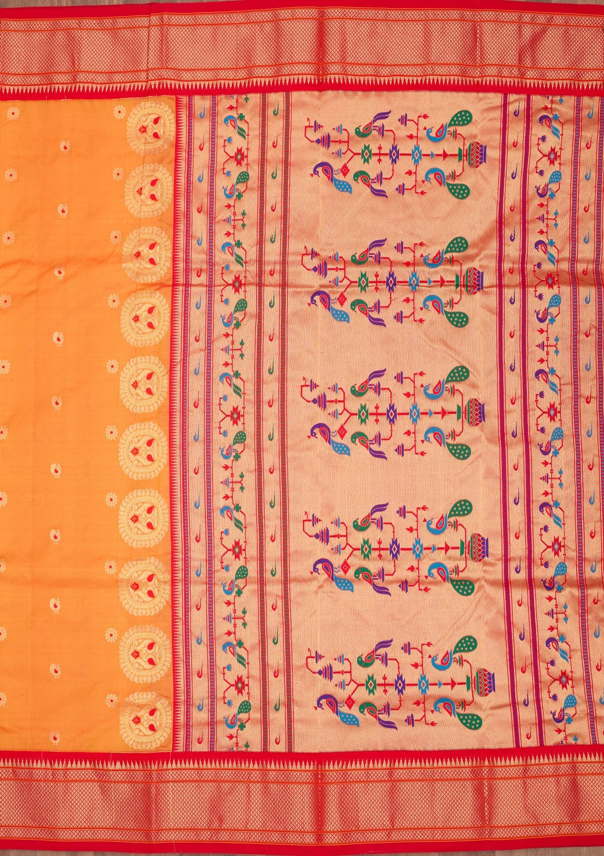 Mustard Zariwork Pure Silk Saree-Koskii