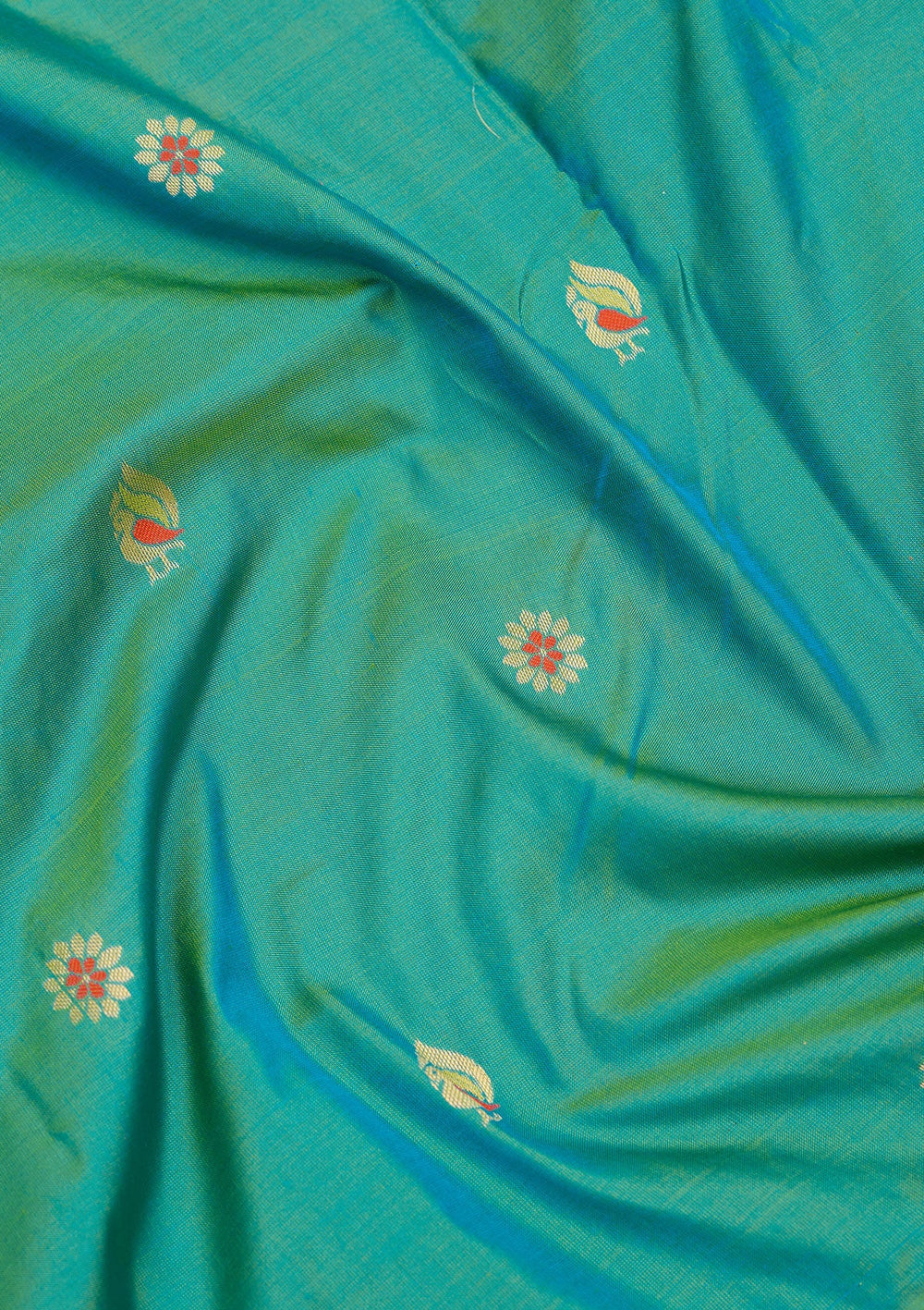 Rama Green Zariwork Pure Silk Saree-Koskii