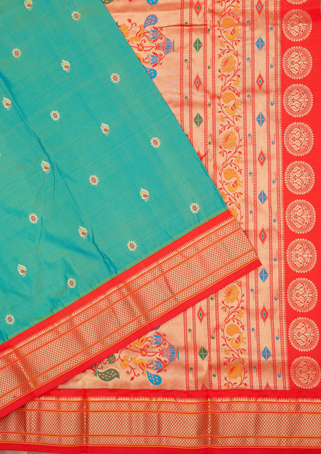 Rama Green Zariwork Pure Silk Saree-Koskii