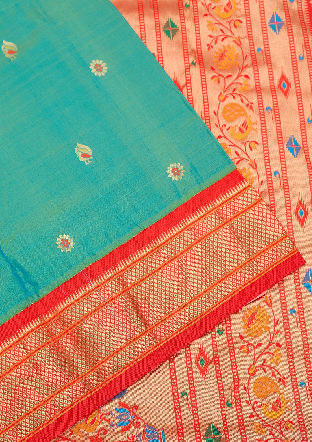 Rama Green Zariwork Pure Silk Saree-Koskii