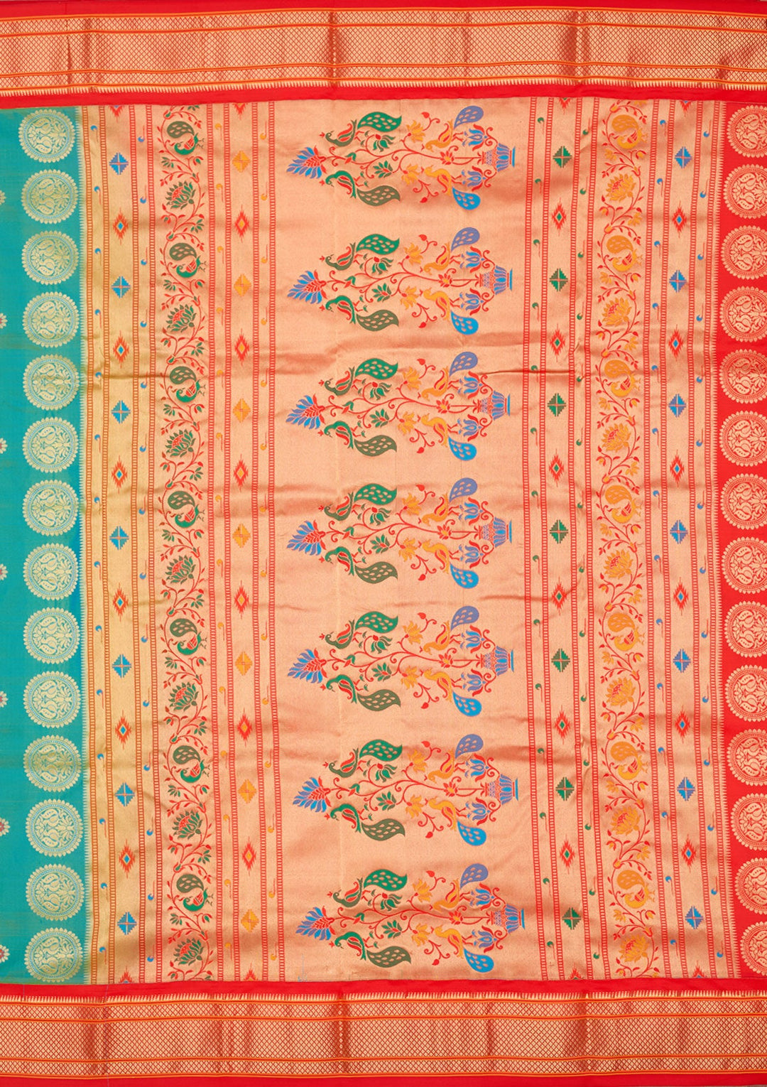 Rama Green Zariwork Pure Silk Saree-Koskii