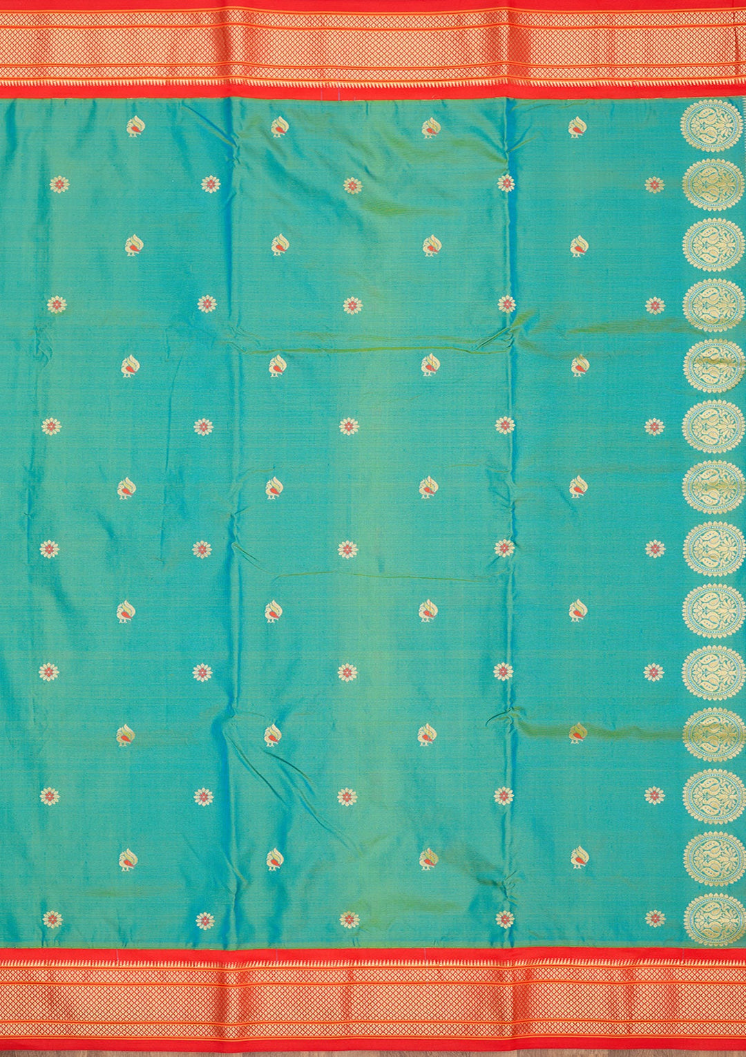 Rama Green Zariwork Pure Silk Saree-Koskii