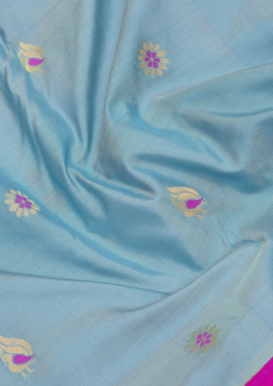 Sky Blue Zariwork Pure Silk Saree-Koskii