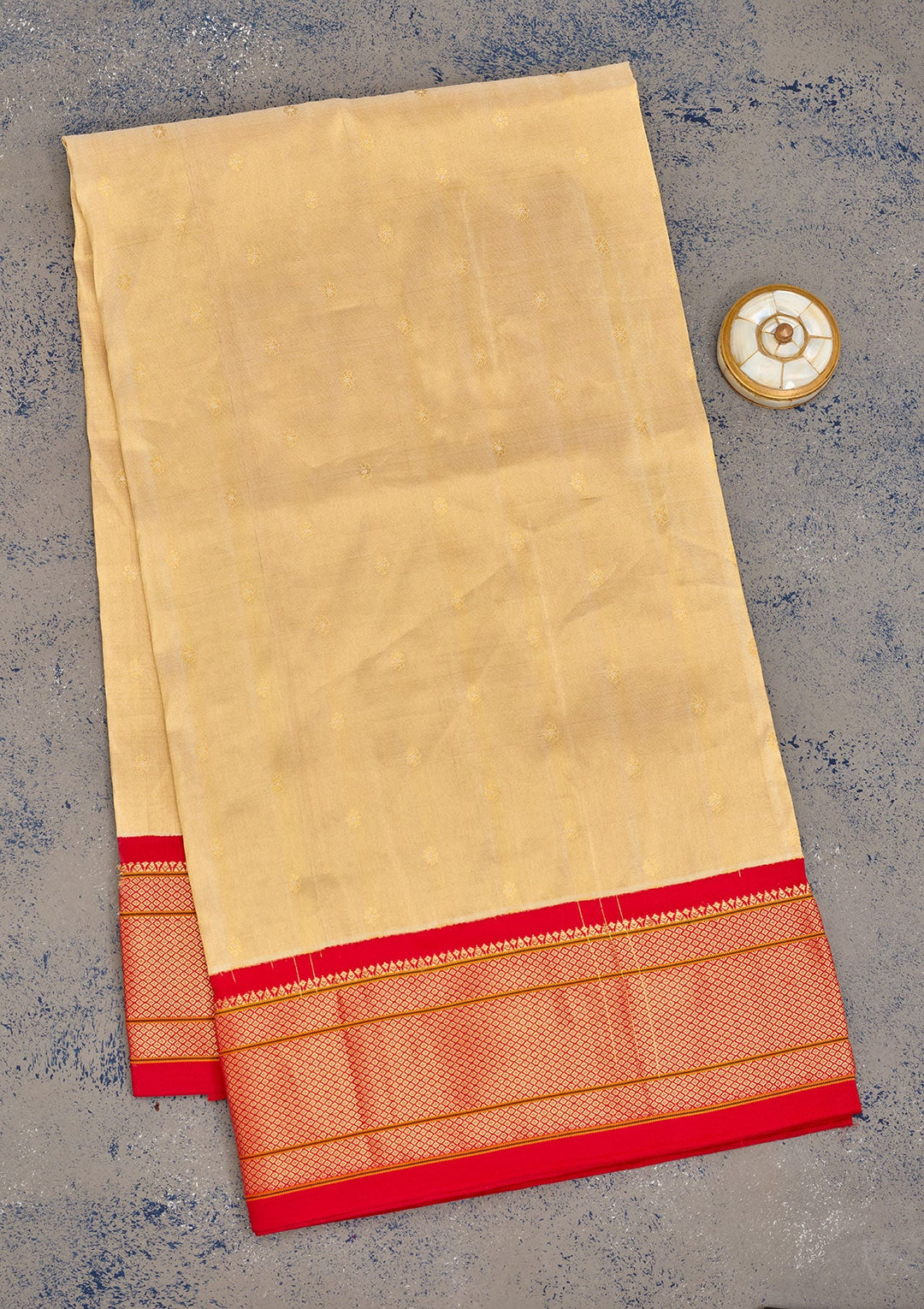 Beige Zariwork Pure Silk Saree-Koskii