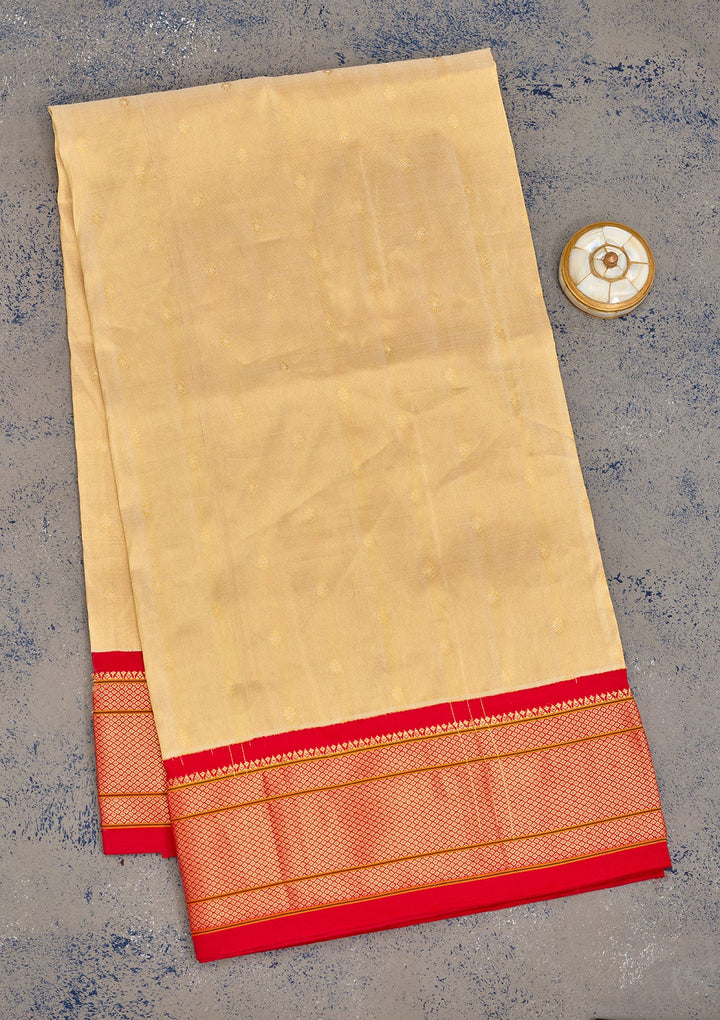 Beige Zariwork Pure Silk Saree-Koskii