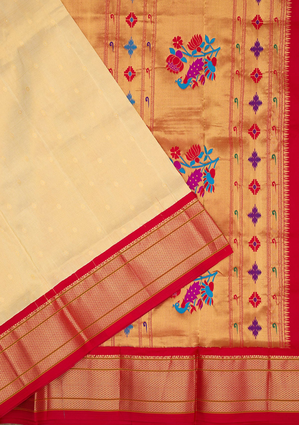 Beige Zariwork Pure Silk Saree-Koskii