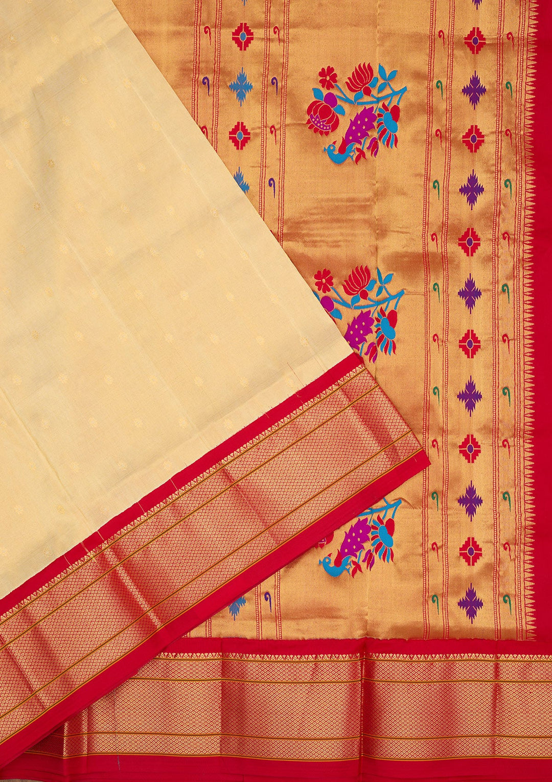 Beige Zariwork Pure Silk Saree-Koskii