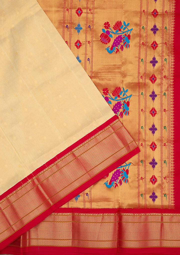 Beige Zariwork Pure Silk Saree-Koskii