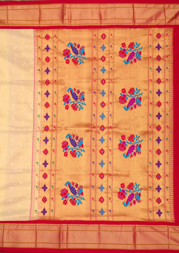 Beige Zariwork Pure Silk Saree-Koskii