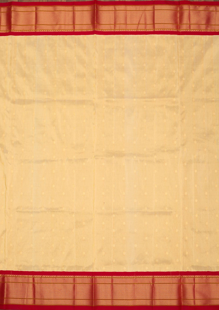 Beige Zariwork Pure Silk Saree-Koskii