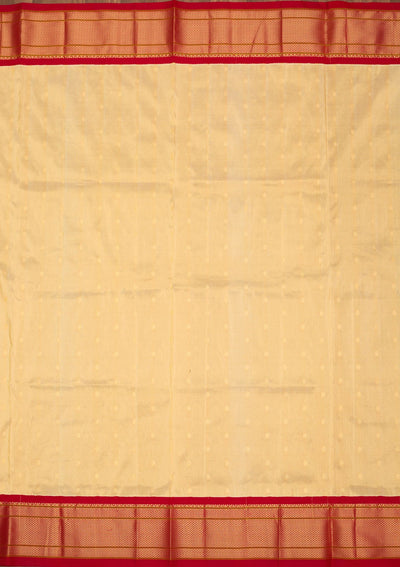 Beige Zariwork Pure Silk Saree-Koskii