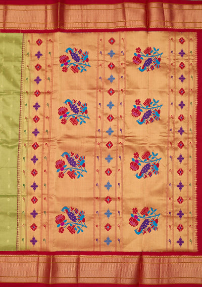 Green Zariwork Pure Silk Saree-Koskii