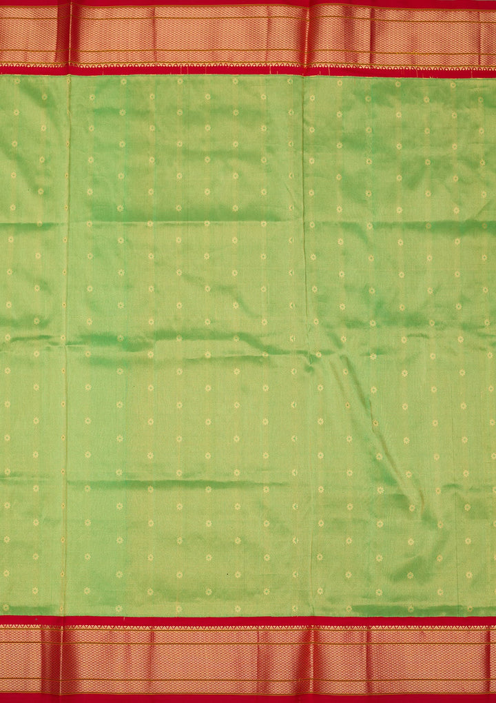 Green Zariwork Pure Silk Saree-Koskii