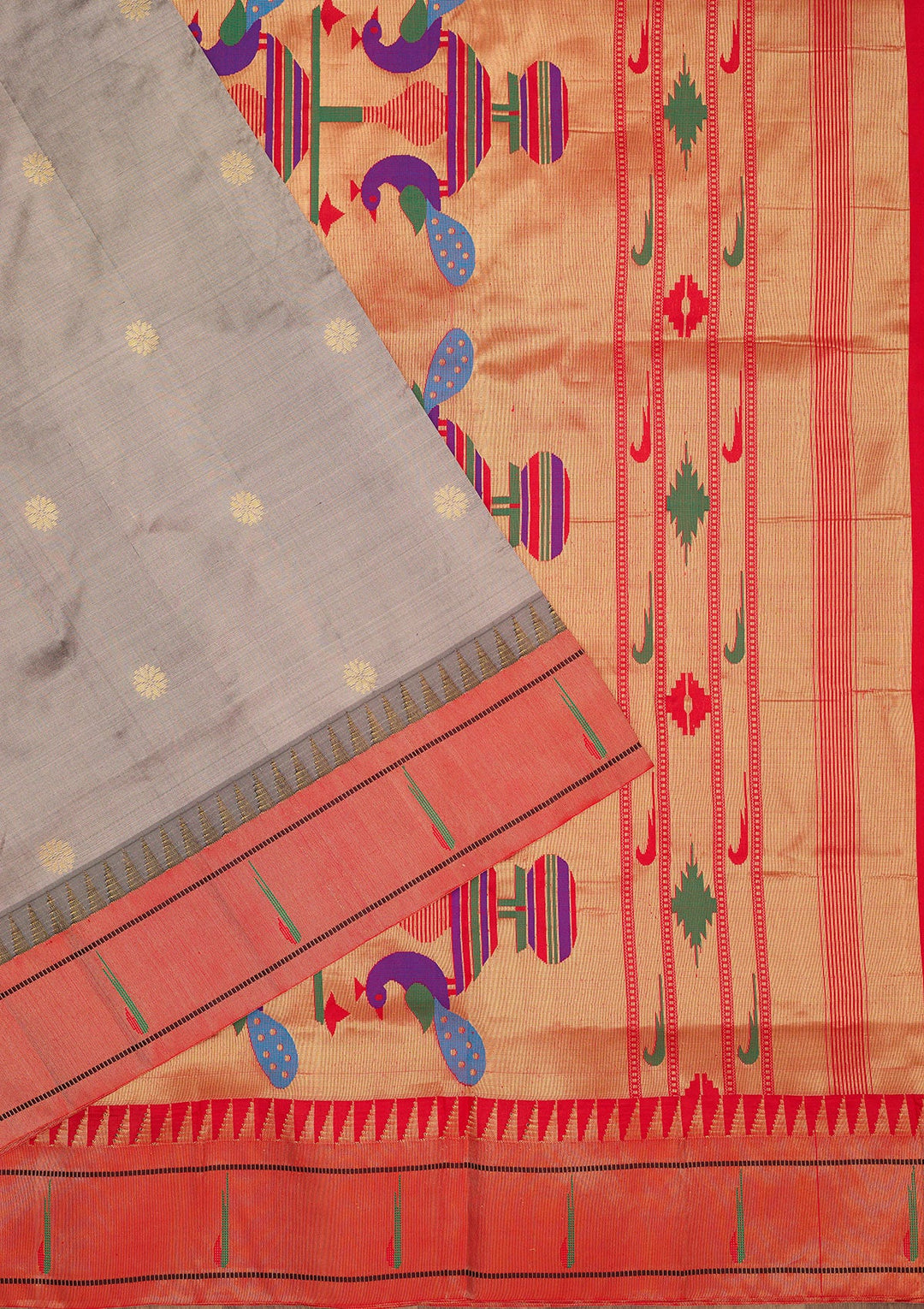 Grey Zariwork Pure Silk Saree-Koskii