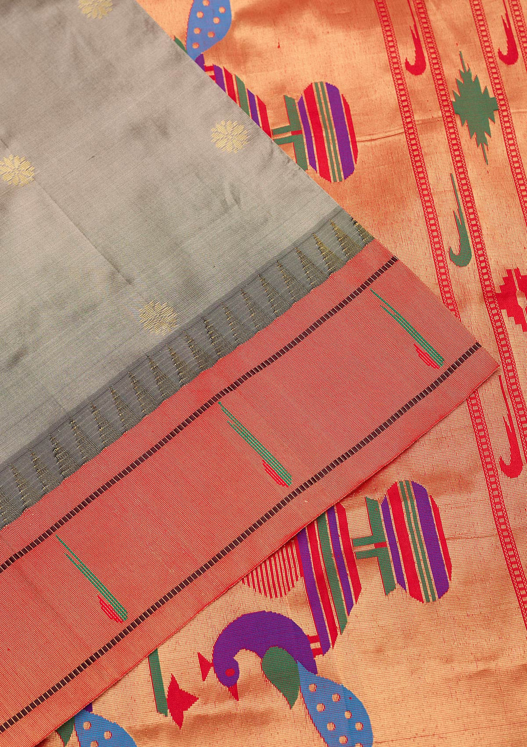 Grey Zariwork Pure Silk Saree-Koskii